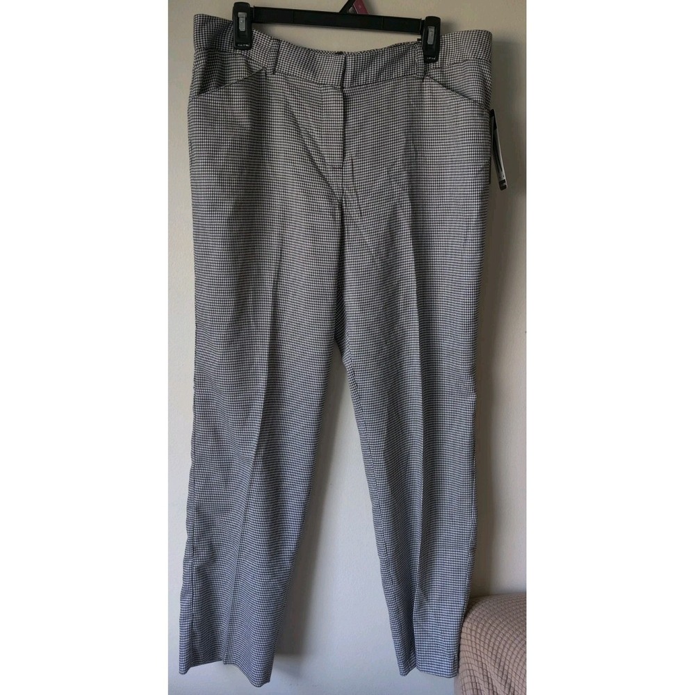 Larry Levine Women's Houndstooth‎ Plaid Ankle Pants Slim Leg Size 14 NWT